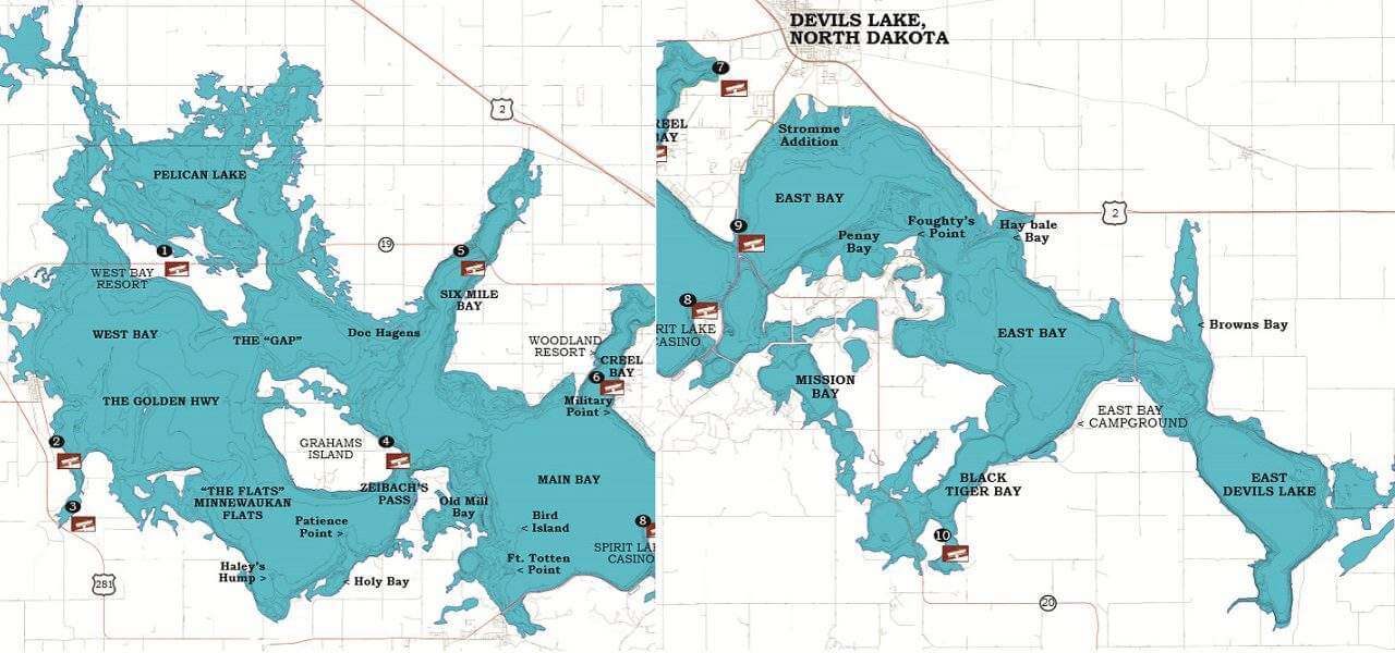 Devils Lake Depth Map